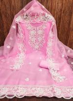 Organza Silk Pink Festival Wear Embroidery Work Dress Material